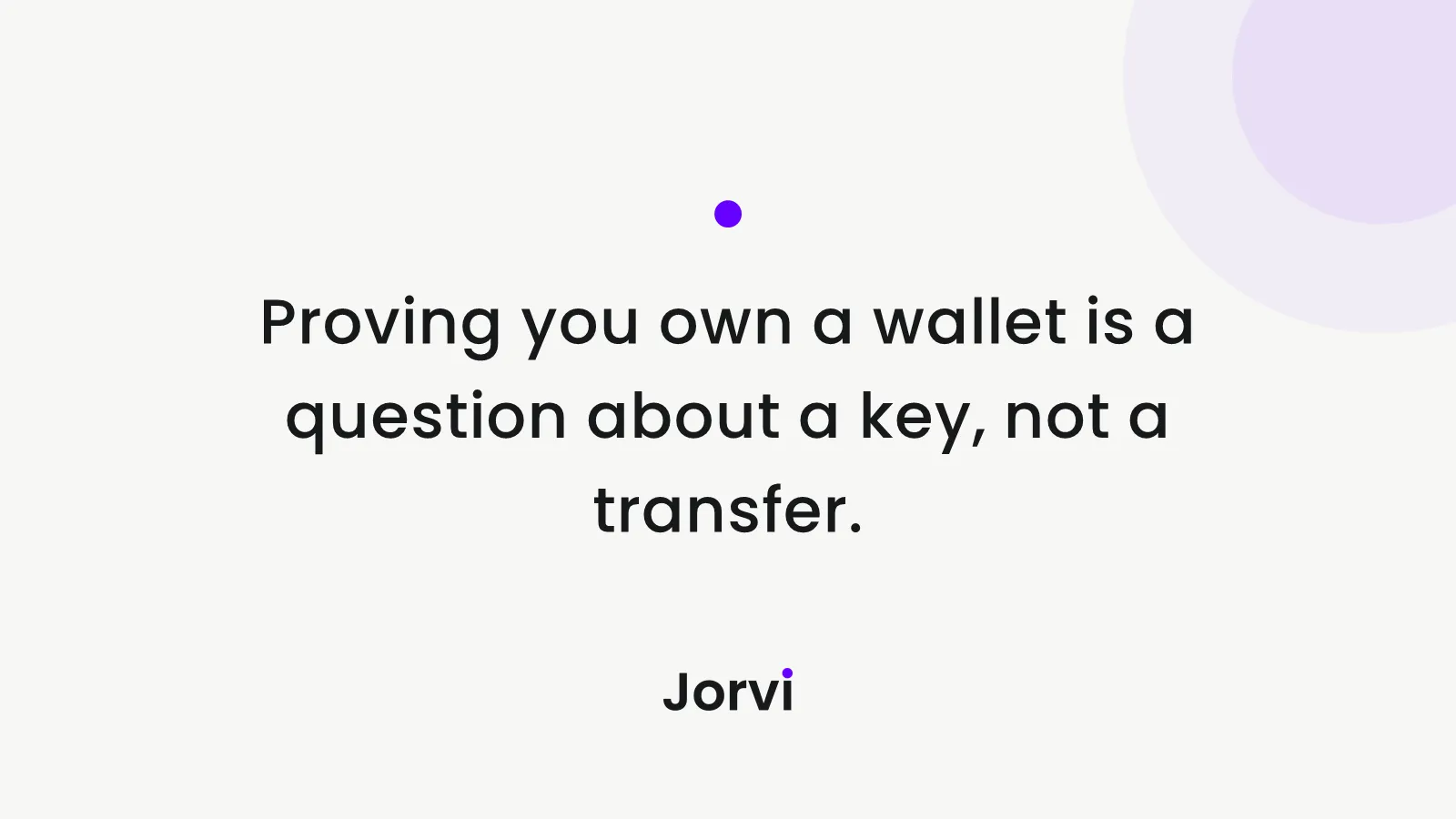 Jorvi statement card: proving you own a wallet is a question about a key